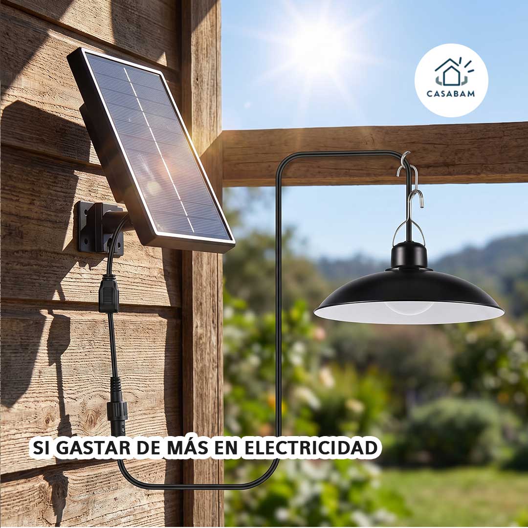 Lampara Led Solar Tipo Campana - Ilumina zonas toda la noche sin enchufe solo con carga solar de un día