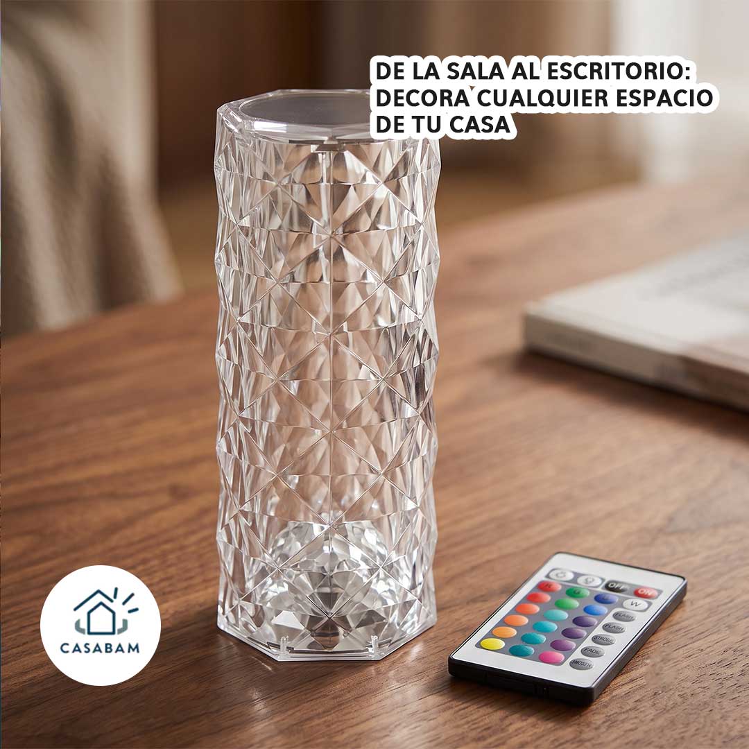 Lámpara Velador de Cristal Diamante - Crea el ambiente perfecto para cada momento, tocando y listo