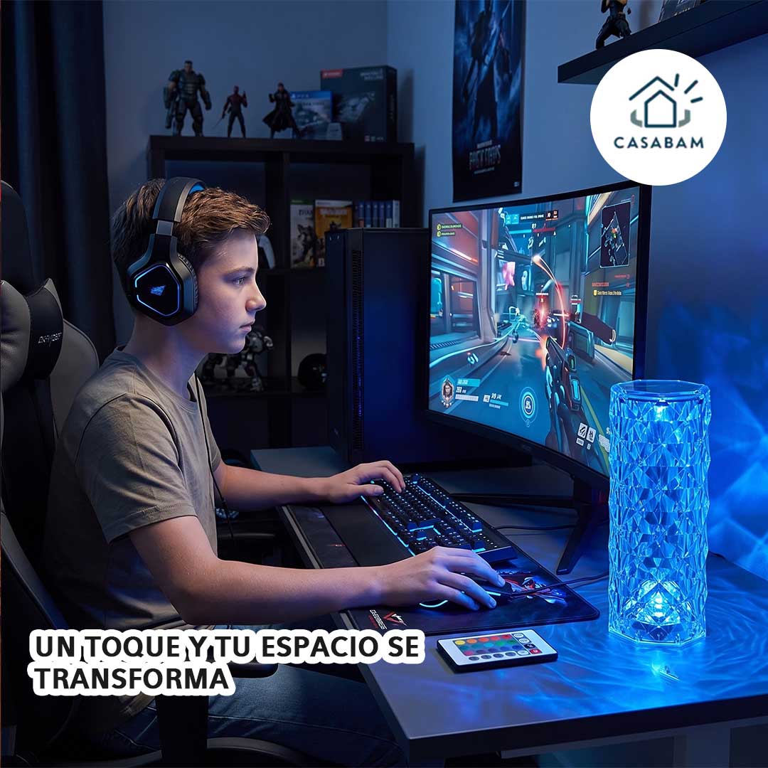 Lámpara Velador de Cristal Diamante - Crea el ambiente perfecto para cada momento, tocando y listo