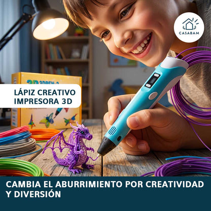 Lápiz Creativo Impresora 3D - Dibuja y crea figuras - Convierte el aburrimiento en creatividad al instante