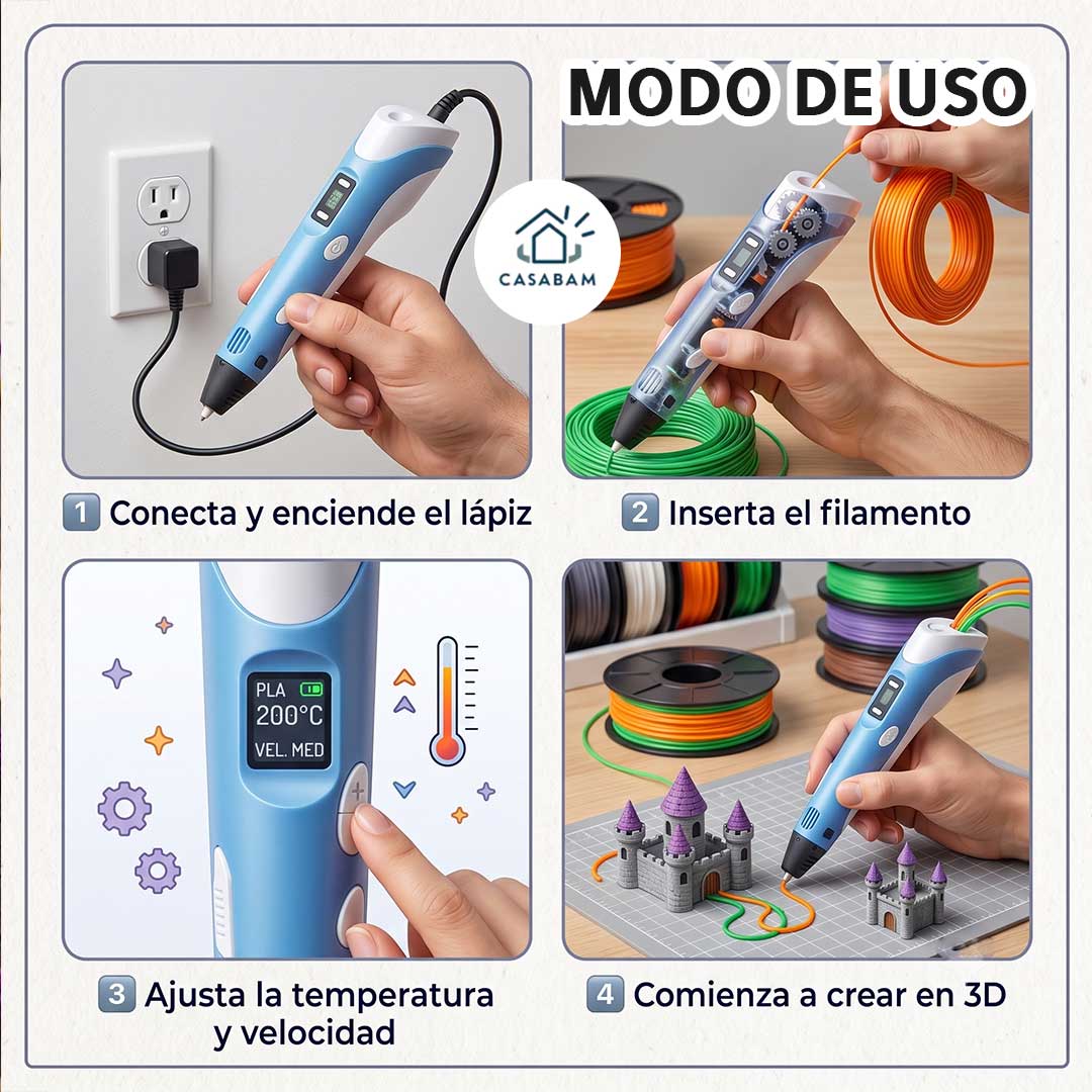Lápiz Creativo Impresora 3D - Dibuja y crea figuras - Convierte el aburrimiento en creatividad al instante