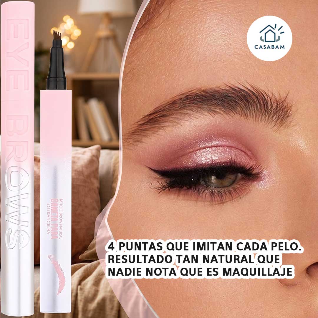 2x1 Lápiz cejas impermeable 4 puntas - Resistente al agua y al sudor - Cejas con efecto microblading en 2 minutos, desde casa y sin agujas.