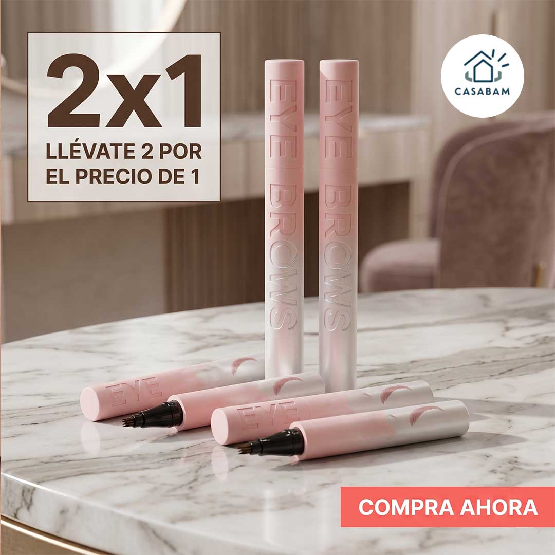 2x1 Lápiz cejas impermeable 4 puntas - Resistente al agua y al sudor - Cejas con efecto microblading en 2 minutos, desde casa y sin agujas.