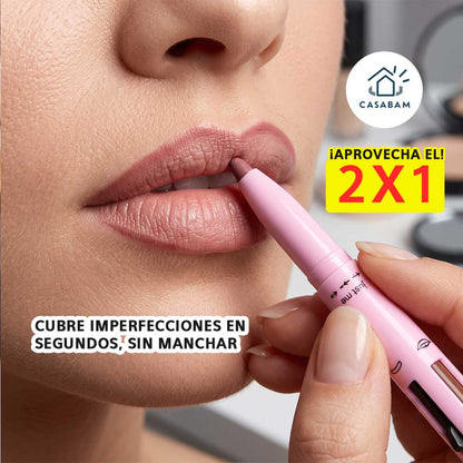 Lápiz de Maquillaje 4 en 1 - Aplica corrector, iluminador y más al instante - Lista en segundos