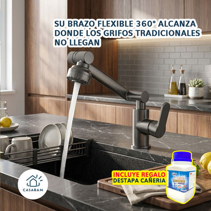 Grifo Flexible 360° para Cocina – Alcanza todo el lavaplatos fácilmente – Lava cada rincón sin esfuerzo desde el primer uso