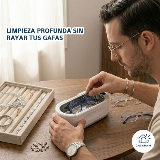Limpiador Ultrasónico – Limpieza profunda por ultrasonido – Recupera el brillo original de tus joyas y gafas en minutos desde casa