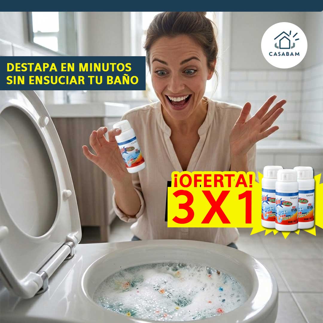 3 x 1 Limpiador de Drenaje - Solución rápida y limpia - Destapa en minutos sin salpicaduras