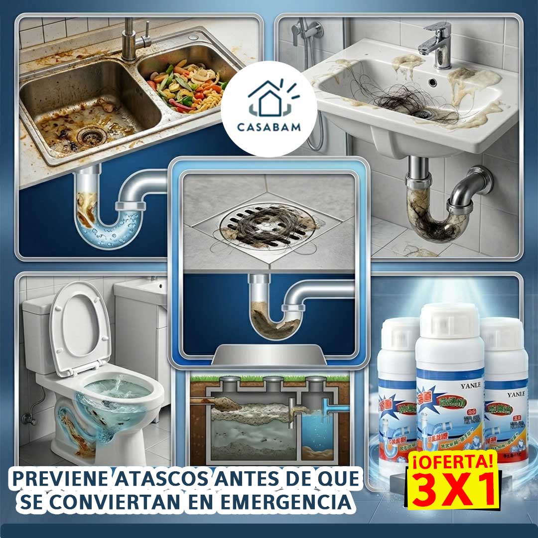 3 x 1 Limpiador de Drenaje - Solución rápida y limpia - Destapa en minutos sin salpicaduras