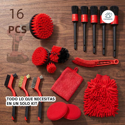 Limpieza De Auto Kit de 16 Piezas - Limpieza completa de auto interior y exterior - Deja de pagar autolavados para siempre
