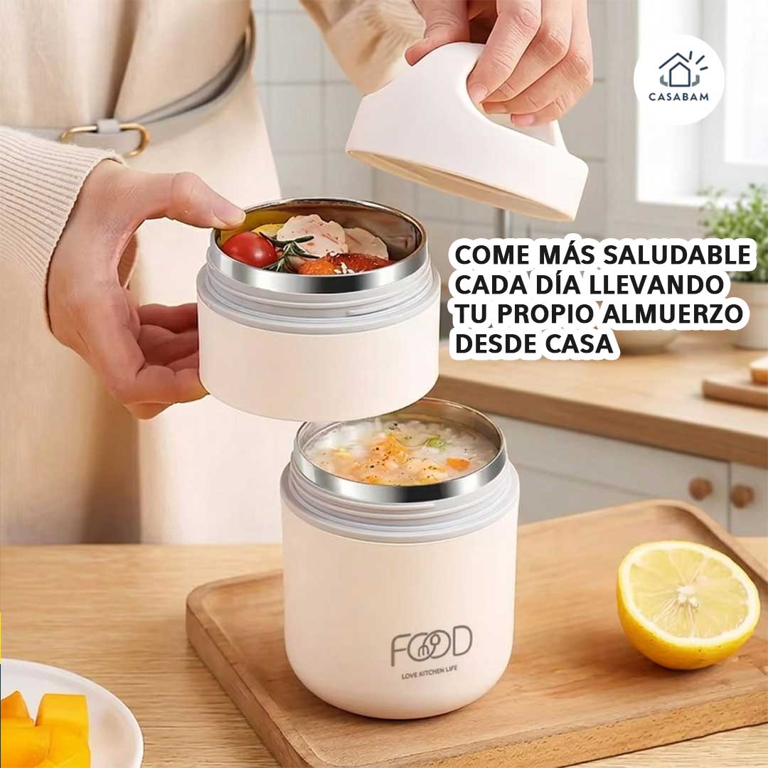 Lonchera Térmica Saludable de Acero Inoxidable – Facilita llevar comida casera diaria – Come más saludable llevando tu almuerzo preparado desde casa