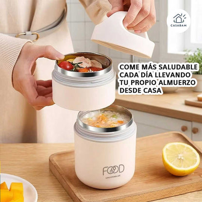 Lonchera Térmica Saludable de Acero Inoxidable – Facilita llevar comida casera diaria – Come más saludable llevando tu almuerzo preparado desde casa