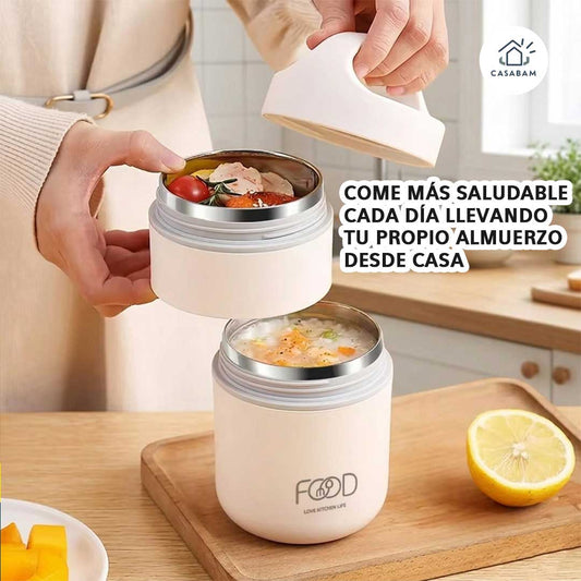 Lonchera Térmica Saludable de Acero Inoxidable – Facilita llevar comida casera diaria – Come más saludable llevando tu almuerzo preparado desde casa