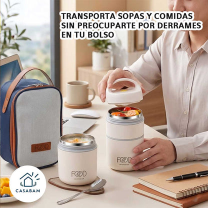 Lonchera Térmica Saludable de Acero Inoxidable – Facilita llevar comida casera diaria – Come más saludable llevando tu almuerzo preparado desde casa