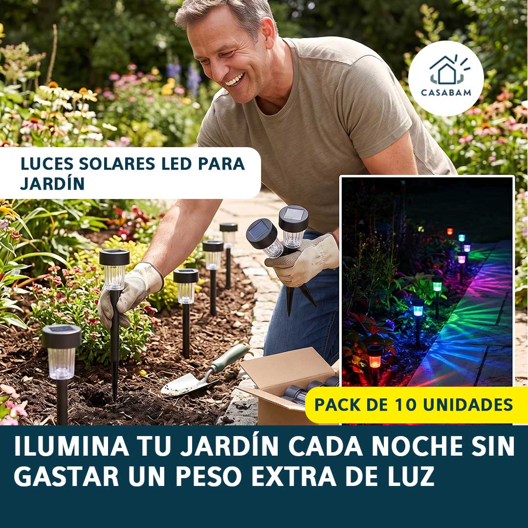 Luces Solares LED para Jardín – Una sola carga del sol e Ilumina toda la noche sin gastar un peso extra de luz