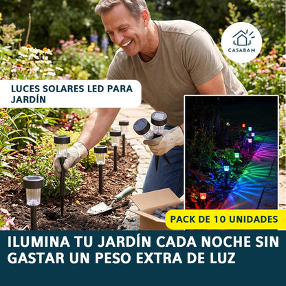 Luces Solares LED para Jardín – Una sola carga del sol e Ilumina toda la noche sin gastar un peso extra de luz