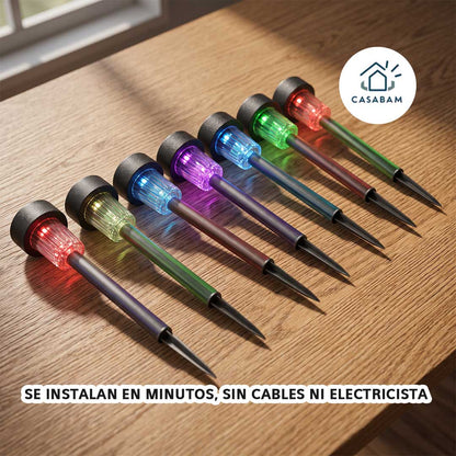Luces Solares LED para Jardín – Una sola carga del sol e Ilumina toda la noche sin gastar un peso extra de luz