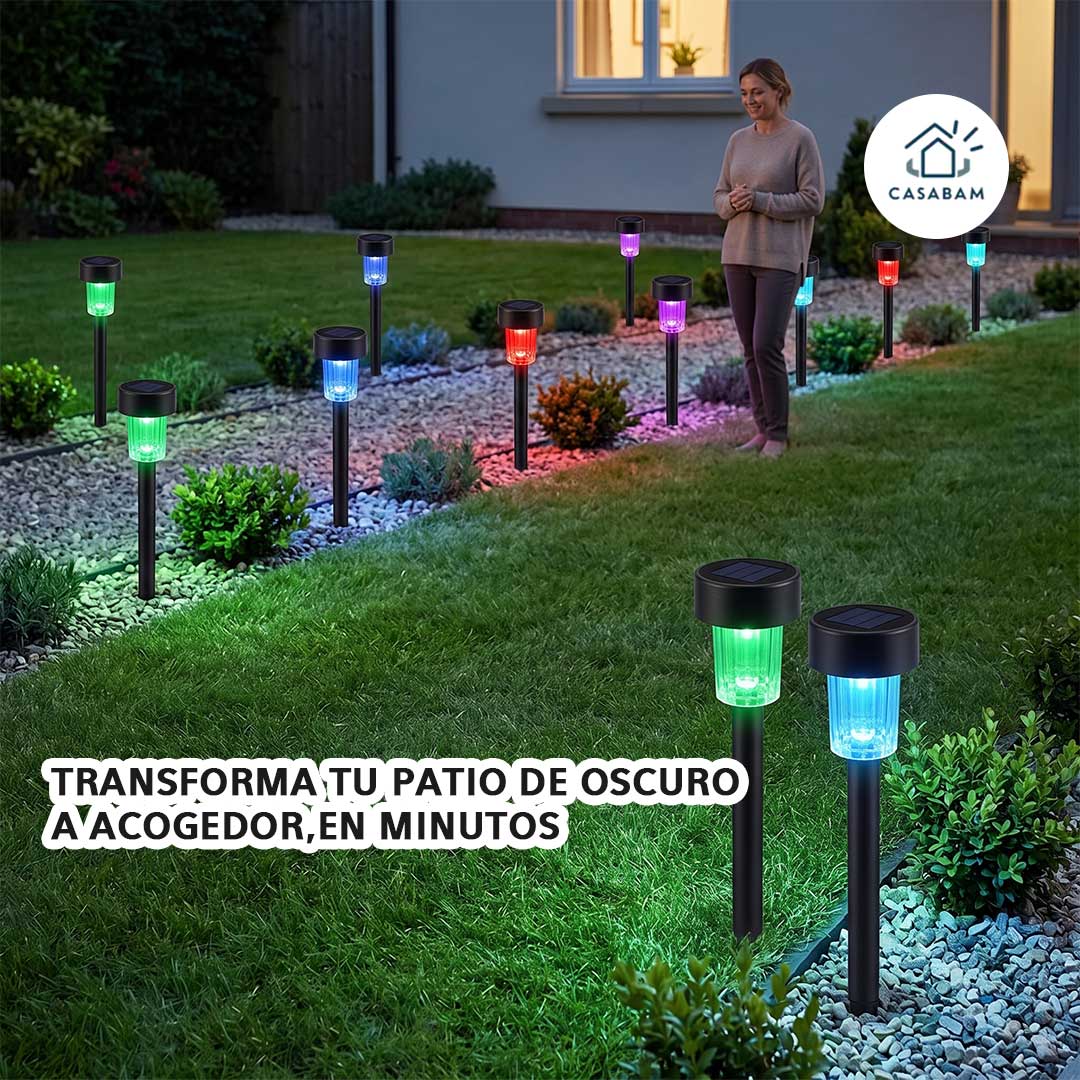 Luces Solares LED para Jardín – Una sola carga del sol e Ilumina toda la noche sin gastar un peso extra de luz