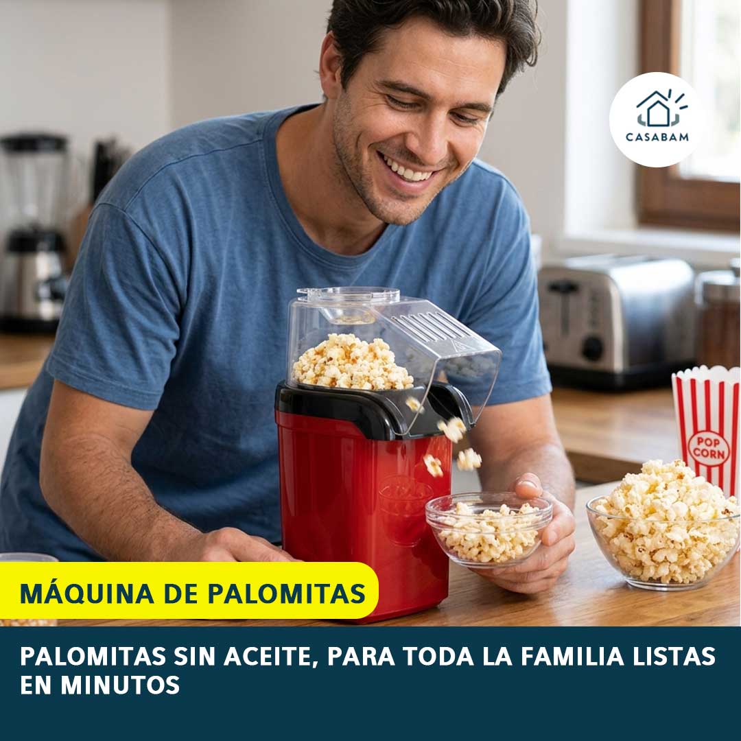 Máquina de Palomitas - Sopla aire caliente para cocinar el maíz sin grasa - En minutos tienes palomitas sabrosas