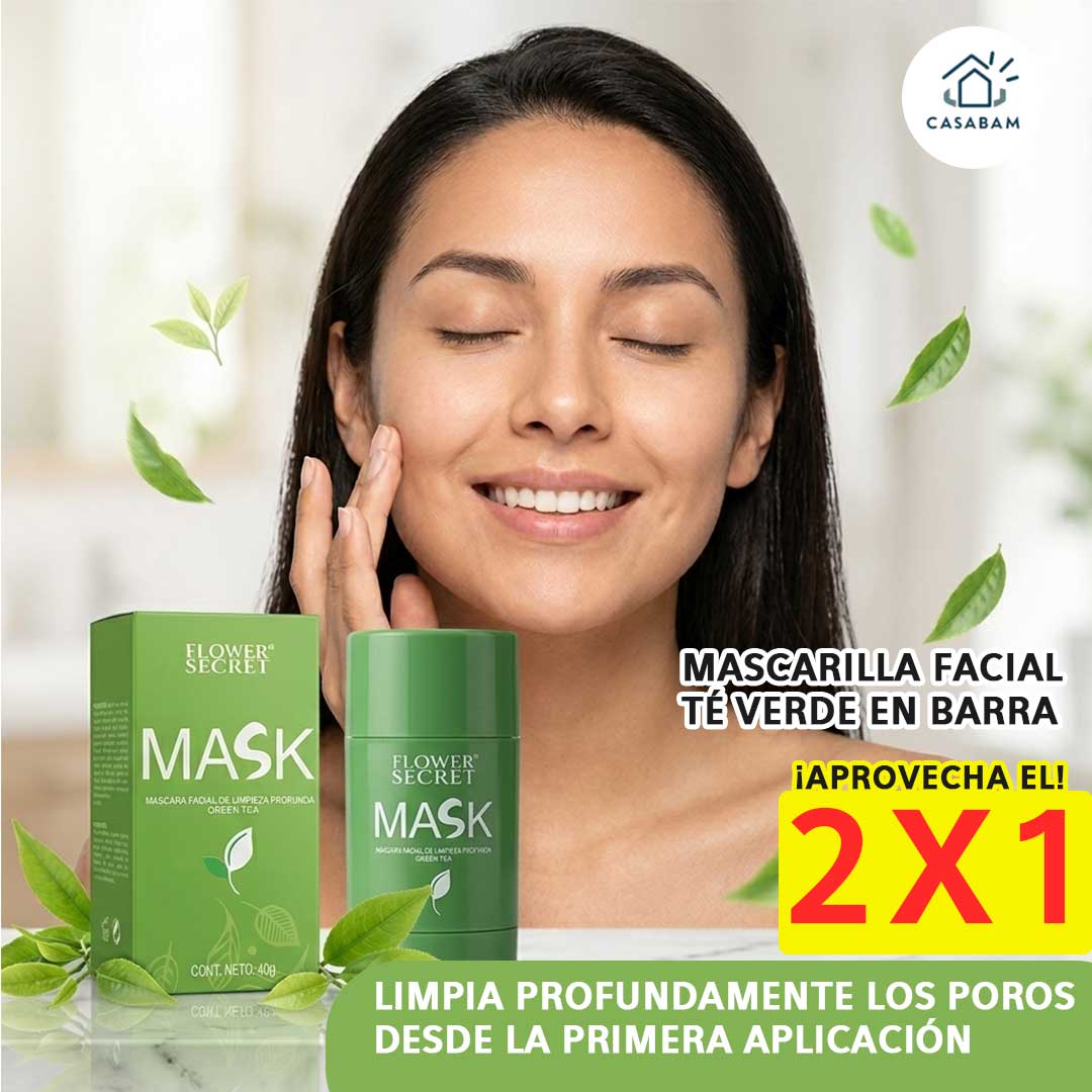 Mascarilla Facial Té Verde en Barra - Limpieza Profunda Express - Elimina puntos negros y grasa en minutos sin ensuciar tu rutina