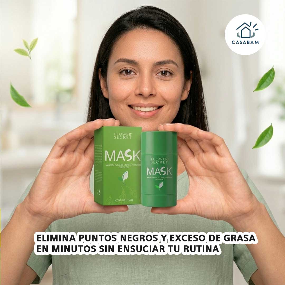 Mascarilla Facial Té Verde en Barra - Limpieza Profunda Express - Elimina puntos negros y grasa en minutos sin ensuciar tu rutina