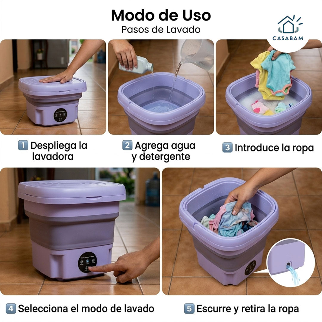 Mini Lavadora Plegable – Lava tu ropa donde estés – Sin depender de lavanderías