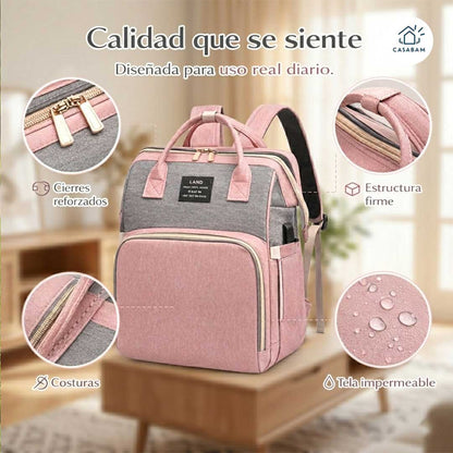Mochila Pañalera 2-en-1  – Cambia y cuida a tu bebé cómodamente en cualquier lugar sin depender de baños público