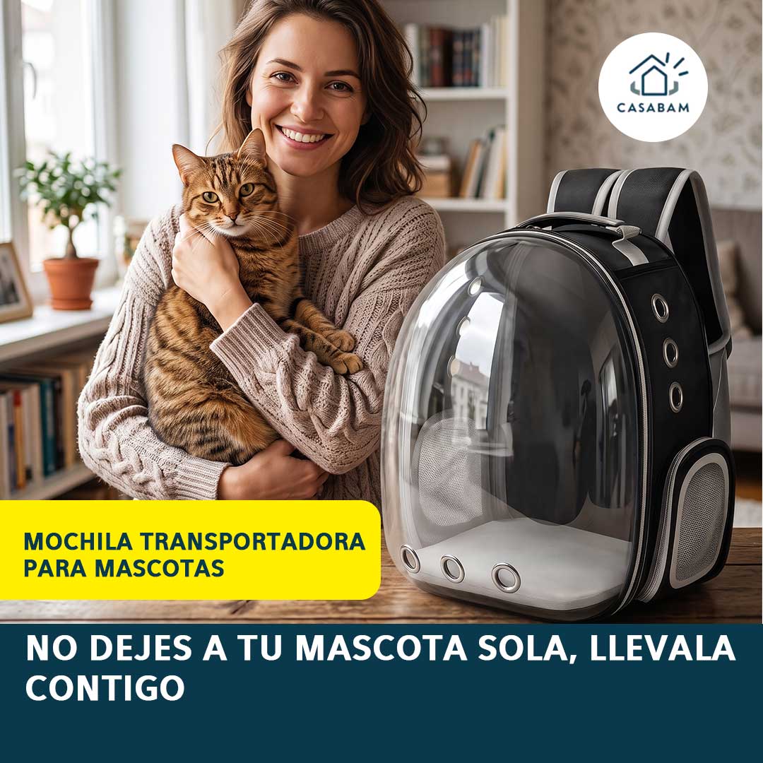 Mochila Transportadora para Mascotas - Lleva a tu perro o gato de paseo o de viaje - Tus manos libres