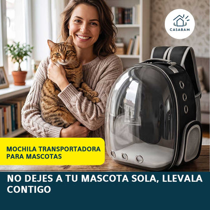 Mochila Transportadora para Mascotas - Lleva a tu perro o gato de paseo o de viaje - Tus manos libres