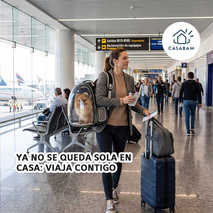 Mochila Transportadora para Mascotas - Lleva a tu perro o gato de paseo o de viaje - Tus manos libres