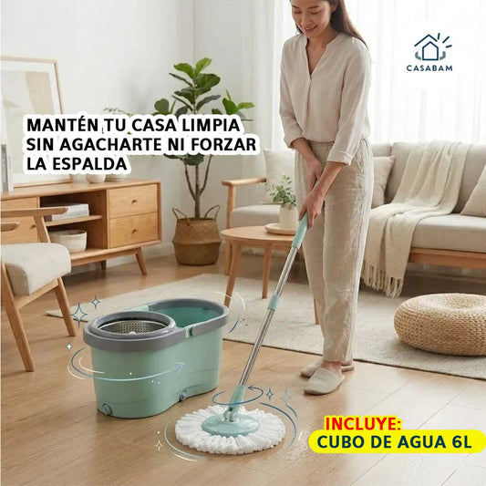 Mopa 360° con Centrifugado - Limpieza Profunda - Escurre y limpia en segundos sin hacer esfuerzo.