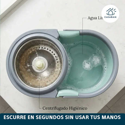 Mopa 360° con Centrifugado - Limpieza Profunda - Escurre y limpia en segundos sin hacer esfuerzo.