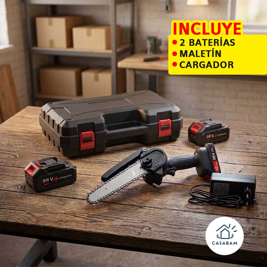 Mini Motosierra Recargable – Corte eficiente en exteriores – Trabaja cómodamente incluso donde no hay electricidad