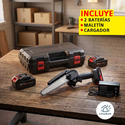 Mini Motosierra Recargable – Corte eficiente en exteriores – Trabaja cómodamente incluso donde no hay electricidad