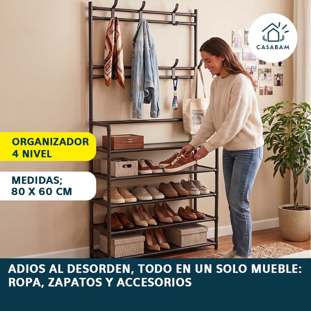 Organizador 4 Nivel - Ordena tu ropa, zapatos y accesorios en un solo mueble y dile adiós al desorden hoy mismo