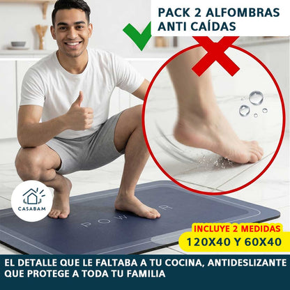 Pack 2 Alfombras anti caídas - Suave, Firme y Fácil de Limpiar - El detalle que le faltaba a tu cocina