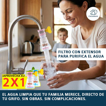 Pack 2 Filtro con extensor de grifo que purifica el agua sin cambiar la instalación - Protege a tu familia del agua contaminada