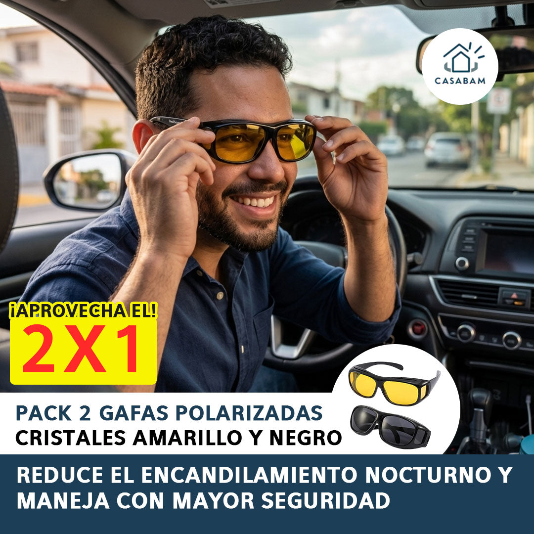 Pack 2 Gafas Polarizadas  – Protegen tu vista al manejar – Conduce con mayor claridad de día y de noche