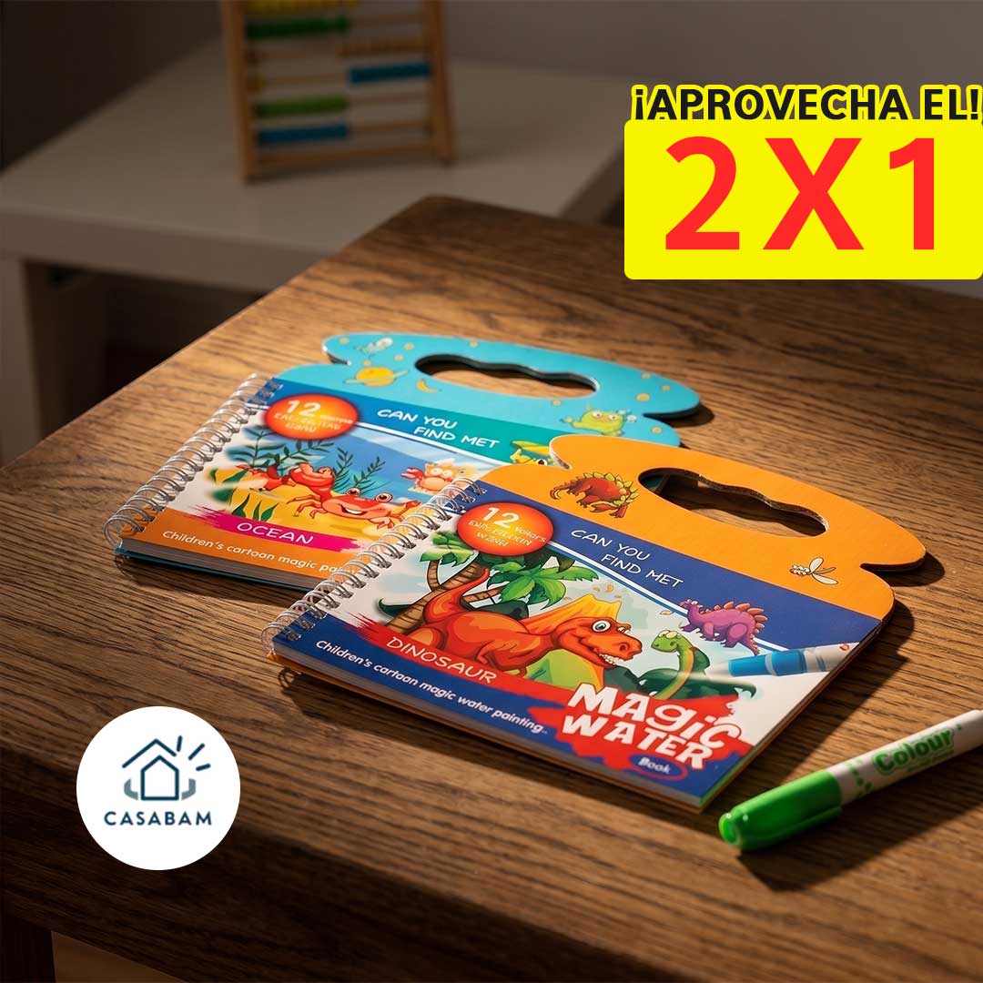 Pack 2 Libros Mágicos pintura de agua - Colorea y aprende solo con agua - El juego de color que nunca ensucia y nunca se acaba