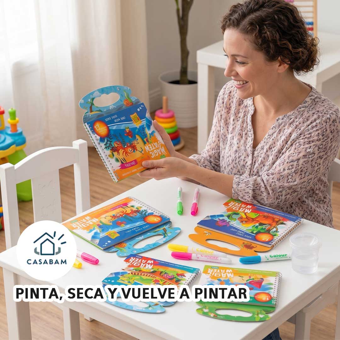 Pack 2 Libros Mágicos pintura de agua - Colorea y aprende solo con agua - El juego de color que nunca ensucia y nunca se acaba