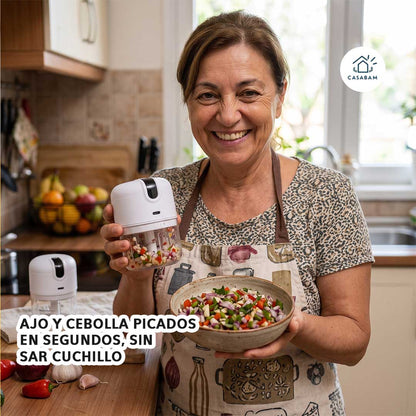 Pack 2 Mini Picadora Eléctrica 250ML - Pica todo tipo de alimentos sin esfuerzo - Un botón y se acabó el picar a mano
