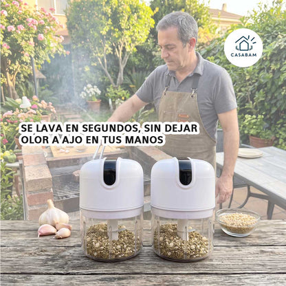 Pack 2 Mini Picadora Eléctrica 250ML - Pica todo tipo de alimentos sin esfuerzo - Un botón y se acabó el picar a mano