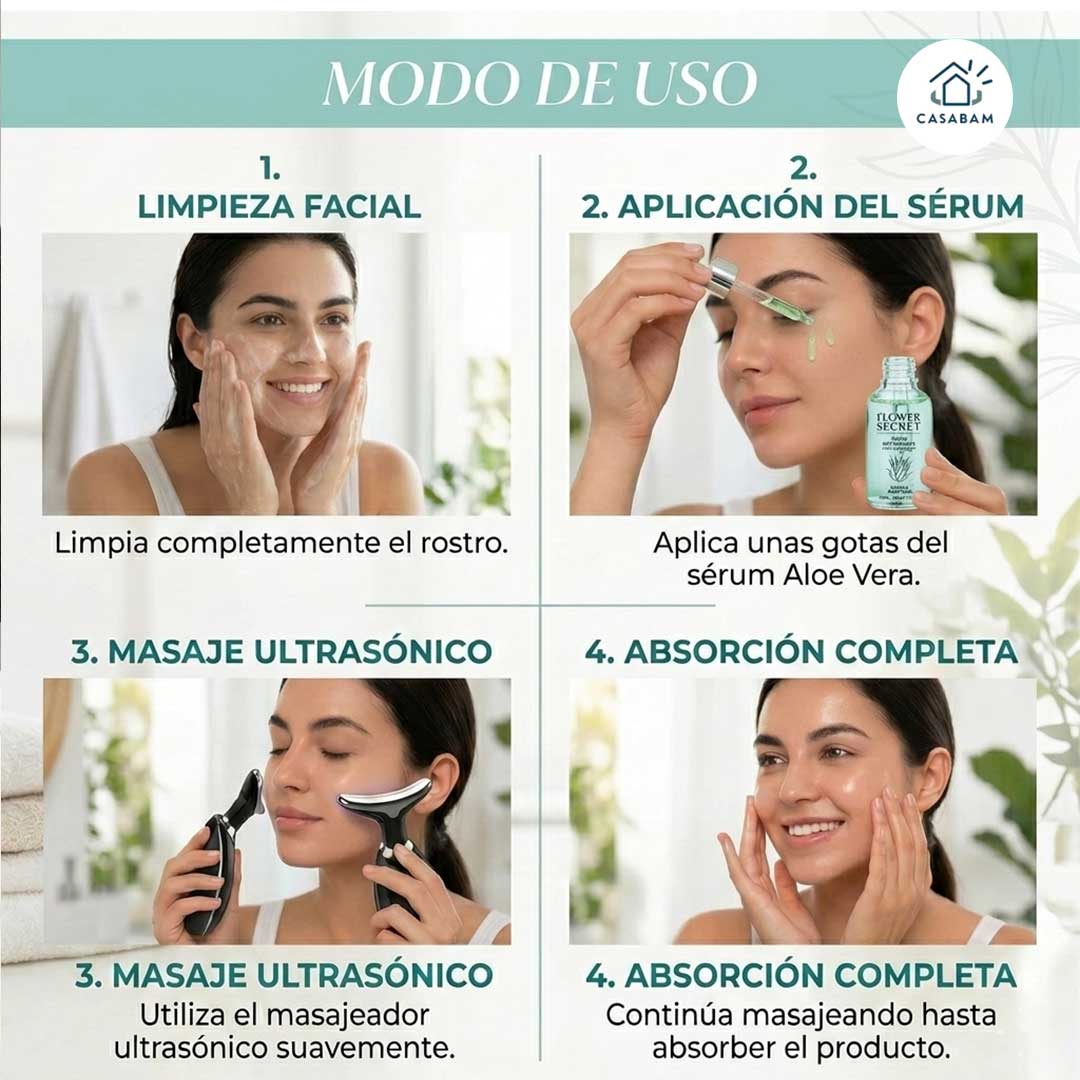 Pack Ultrasonico - Masajeador con calor magnético que maximiza la absorción de activos cosméticos - Haz que tu crema o sérum penetre el doble