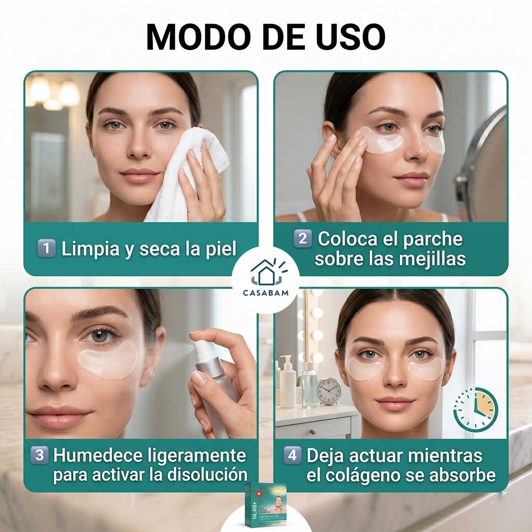 Parches de colagenos autodisolvent - Elimina ojeras y reduce bolsas mientras se disuelve solo en solo 20 minutos. en tu piel