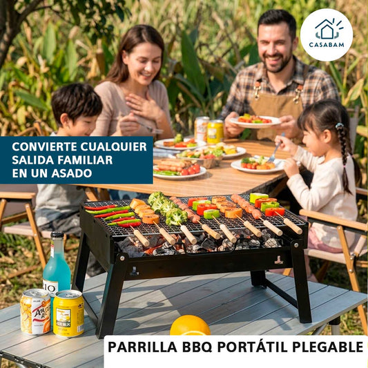 Parrilla BBQ Portátil Plegable - Fácil de Transportar - Lleva el Sabor del Asado a Cualquier Lugar