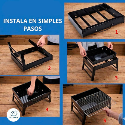 Parrilla BBQ Portátil Plegable - Fácil de Transportar - Lleva el Sabor del Asado a Cualquier Lugar