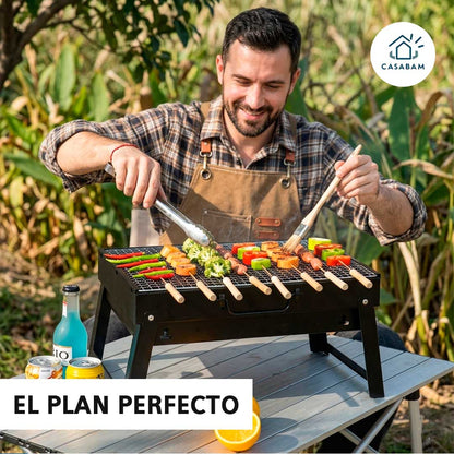 Parrilla BBQ Portátil Plegable - Fácil de Transportar - Lleva el Sabor del Asado a Cualquier Lugar