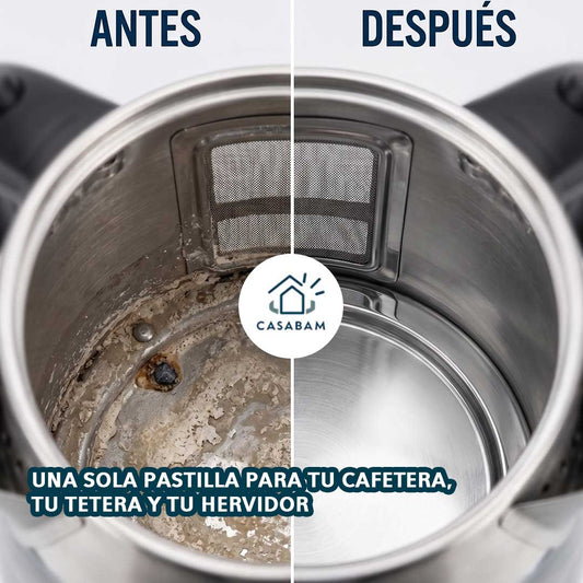 Pastilla limpiadora de sarro de acción rápida - Elimina sarro y manchas difíciles con solo echarla al agua - Cuida tu cafetera
