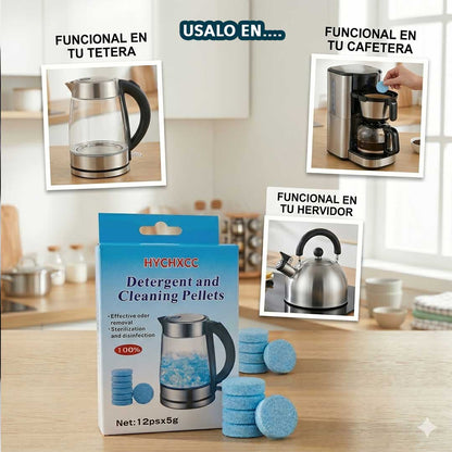 Pastilla limpiadora de sarro de acción rápida - Elimina sarro y manchas difíciles con solo echarla al agua - Cuida tu cafetera