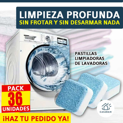Limpiador Profundo de Lavadoras - Elimina el moho invisible y el mal olor desde el primer lavado.- Pack 36 unidades