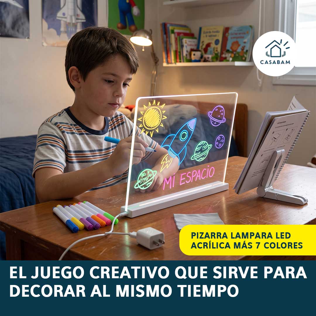Pizarra Lampara LED Acrílica +7 Colores - Hoy es juego creativo, mañana es la luz de tu pieza